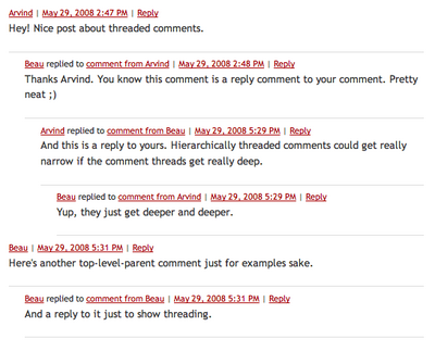 example of threaded comments
