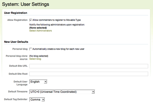 New User Blog Provisioning Screenshot